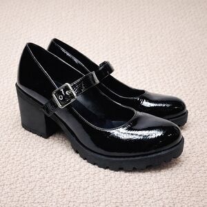 Dirty Laundry Lita Jane Black Patent Mary Jane Platform Heels – Size 10